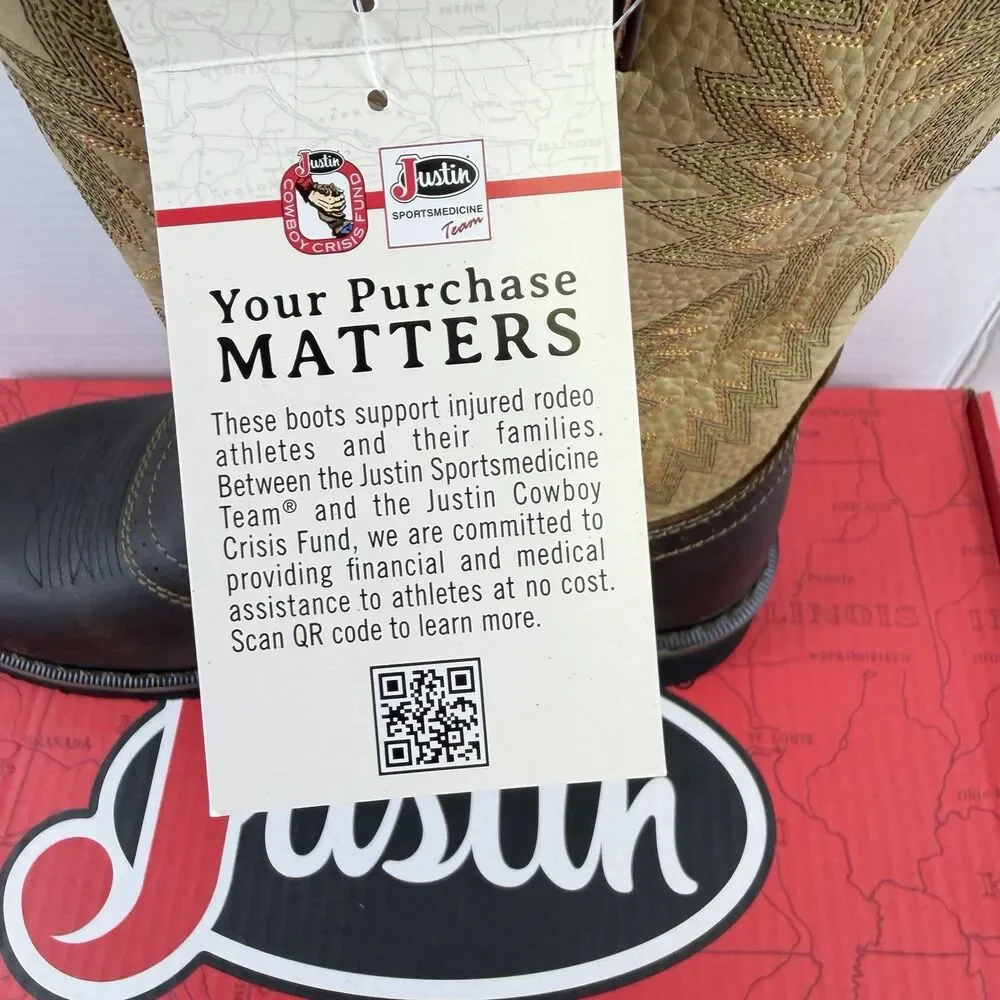 NEW Justin Work-boots Superintendent Electrical Hazard Round Toe 9D NIB